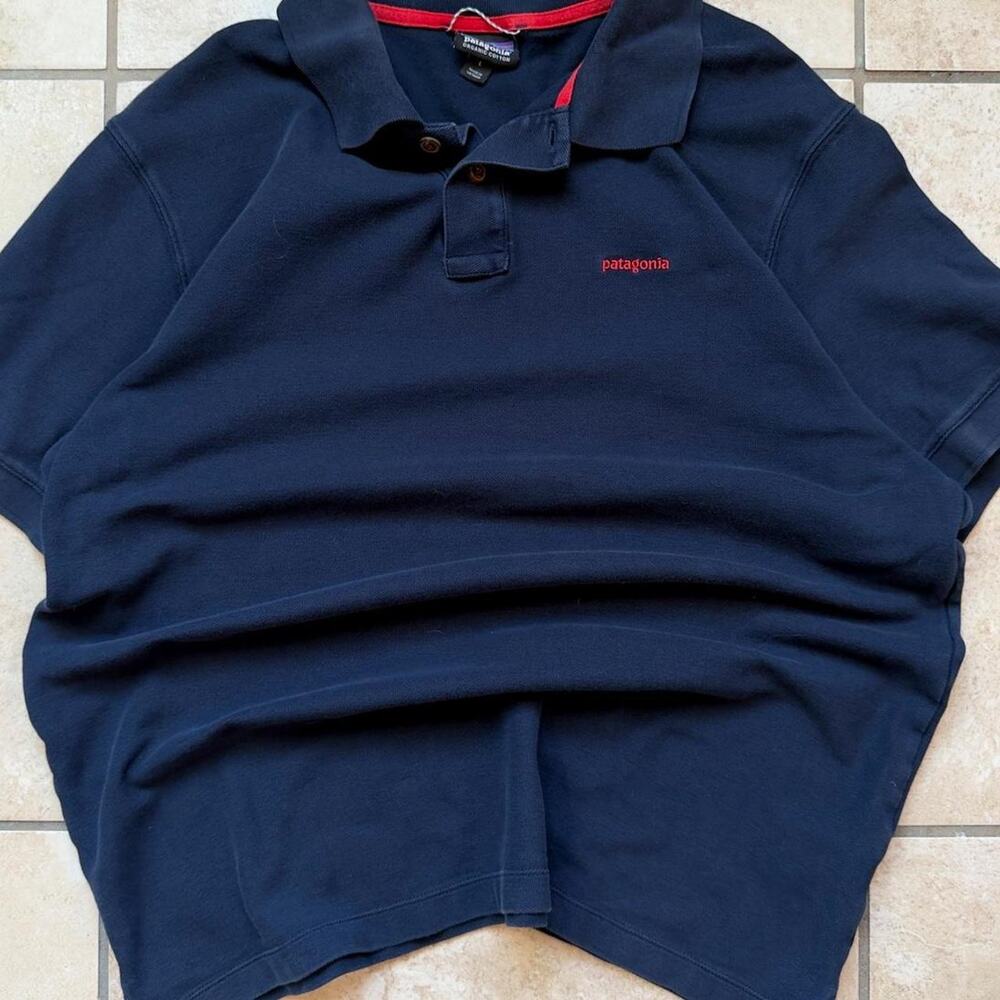 Patagonia Navy Blue Short Sleeve Polo Shirt - Size L